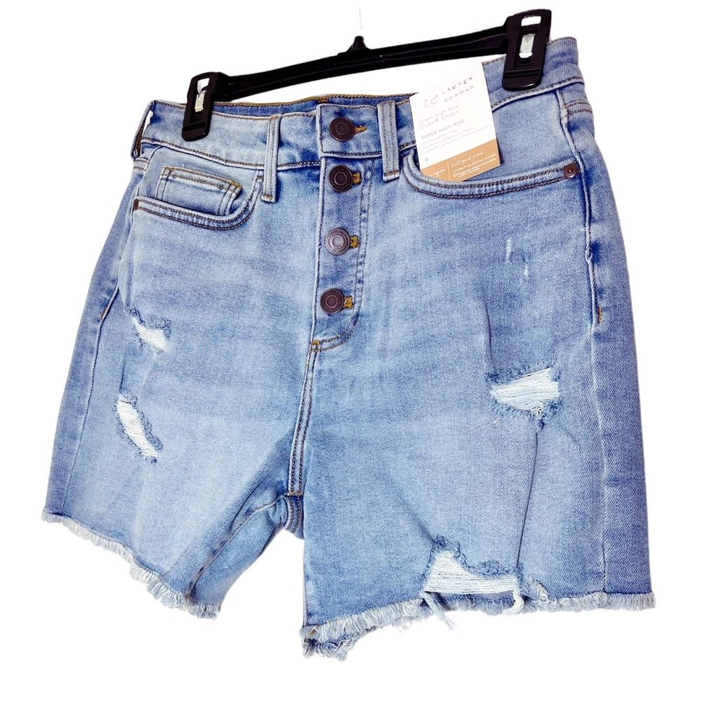LC Lauren Conrad Womens High Rise Distressed Button Fly Jean Shorts Sz 16 NWT - Picture 3 of 8